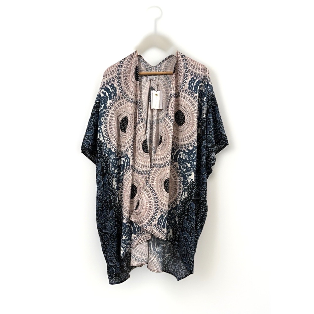 Lotus and Luna Mandala Kimono Cardigan Beach Cover Up NWT 100% Rayon Boho OS